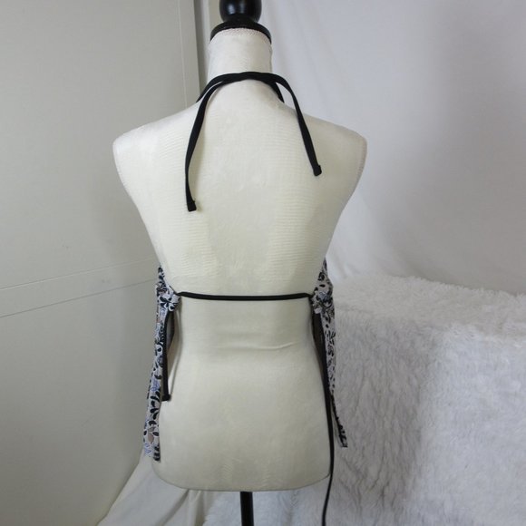 Kona Sol Halter Tankini Bikini Swim Top Black Floral Print Size Small - Picture 8 of 9